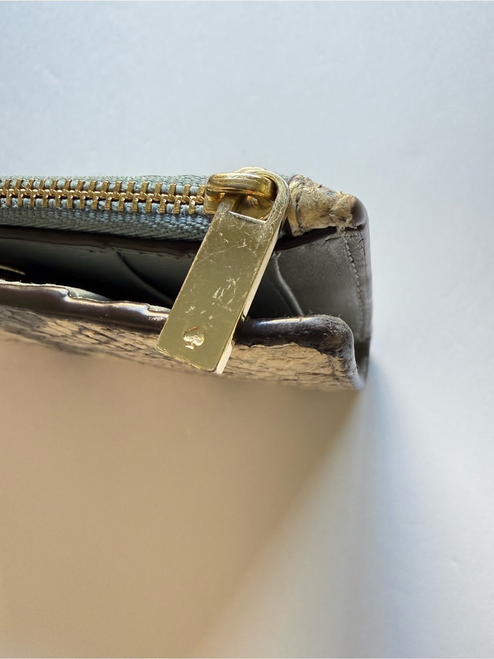 kate spade Cream and Gray Snake Embossed Small Zip Wallet - Picture 8 of 11